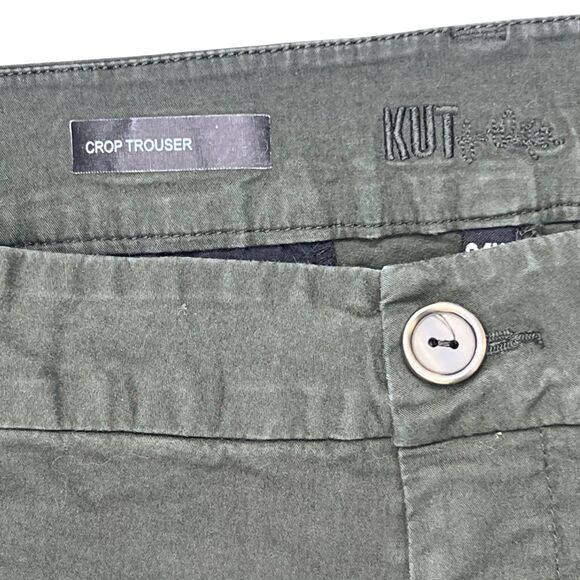 Kut From The Kloth Pants Womens 24W Olive Green Crop Trousers Pockets Slim Chino - Picture 8 of 12